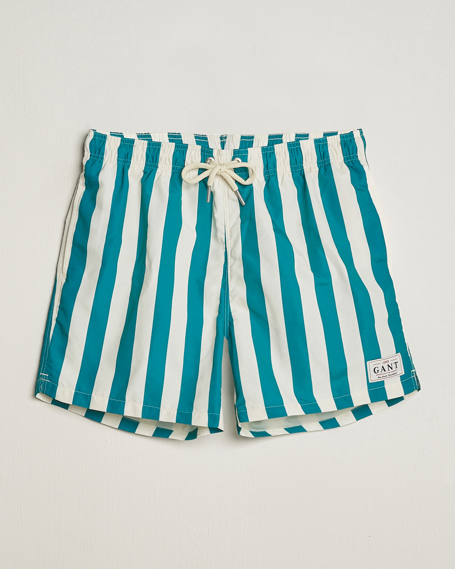 Herre | Badeshorts | GANT | Blockstriped Swimshorts Ocean Turquoise