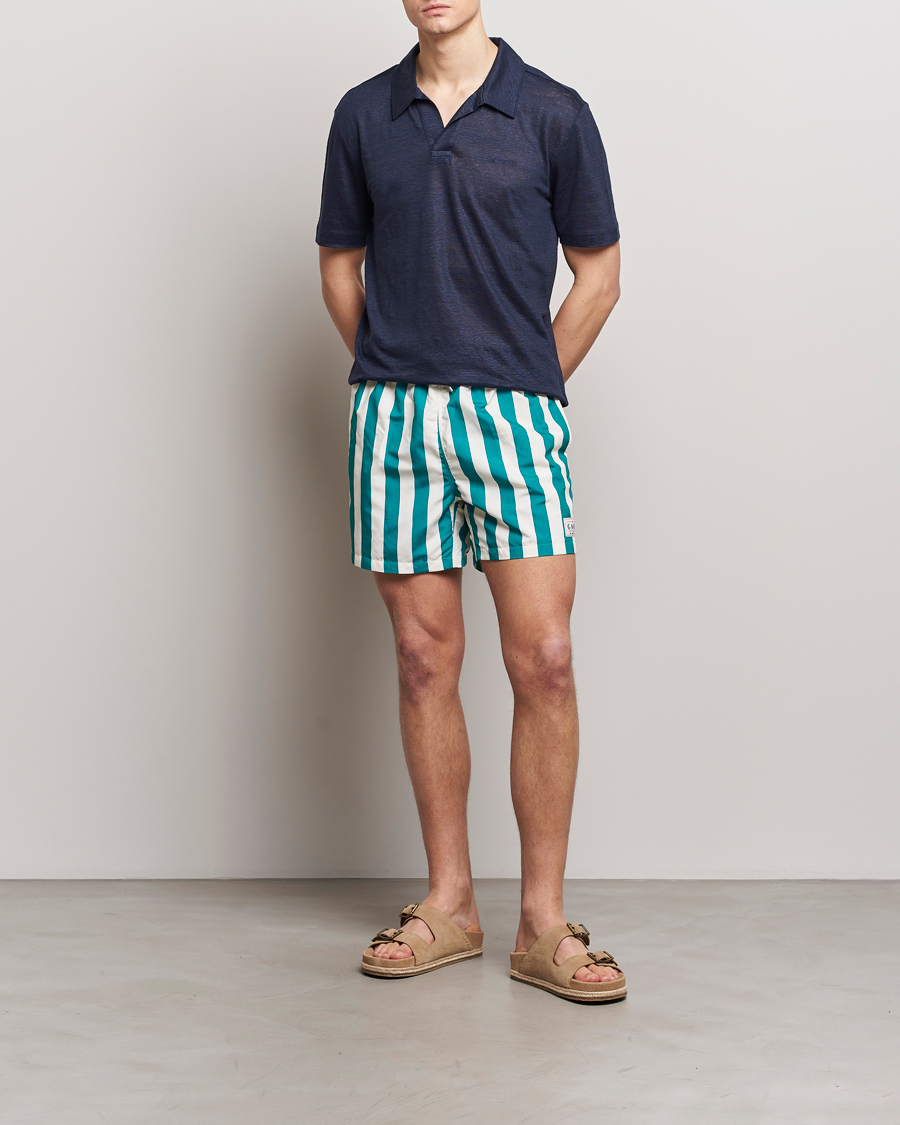 Herre | Badeshorts | GANT | Blockstriped Swimshorts Ocean Turquoise
