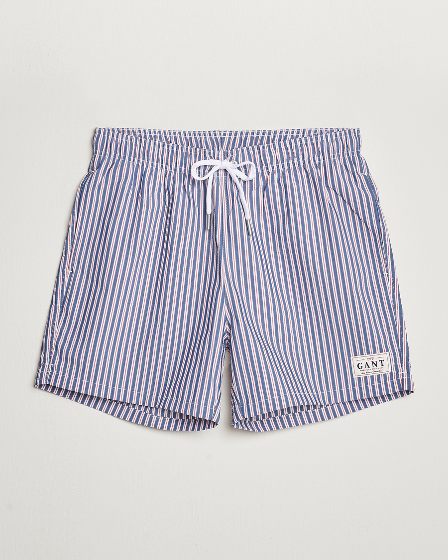 Herre | Badeshorts | GANT | Striped Seersucker Swimshorts Deep Blue