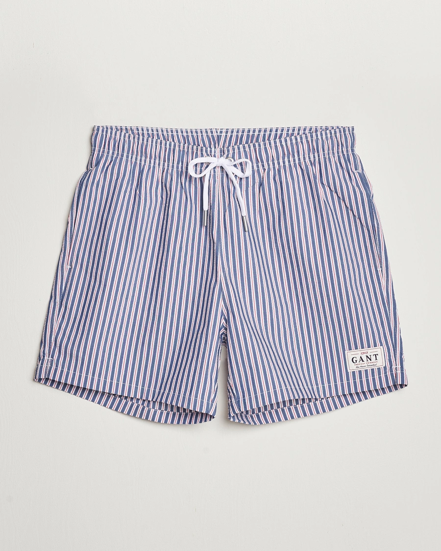 Herre | Badeshorts | Gant | Striped Seersucker Swimshorts Deep Blue