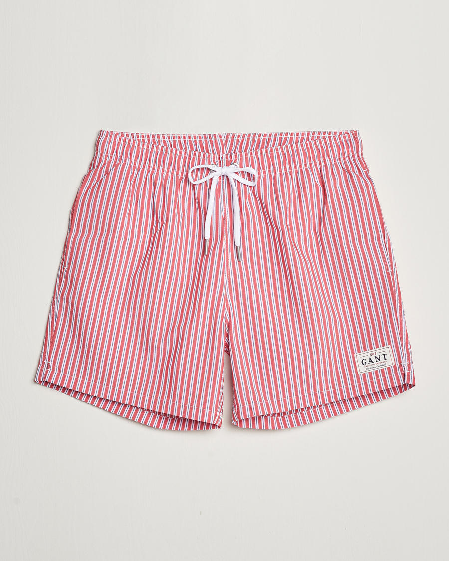 Herre | Badeshorts | GANT | Striped Seersucker Swimshorts Bright Red
