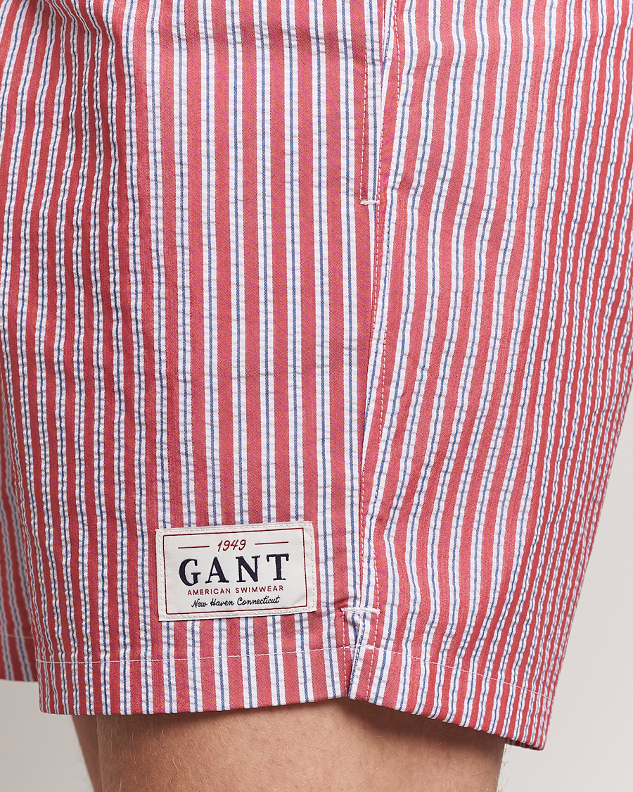 Herre | Badeshorts | GANT | Striped Seersucker Swimshorts Bright Red