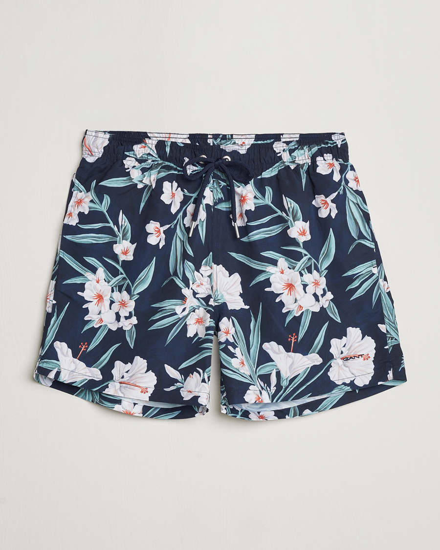 Herre | Badeshorts | GANT | Printed Flower Swimshorts Evening Blue