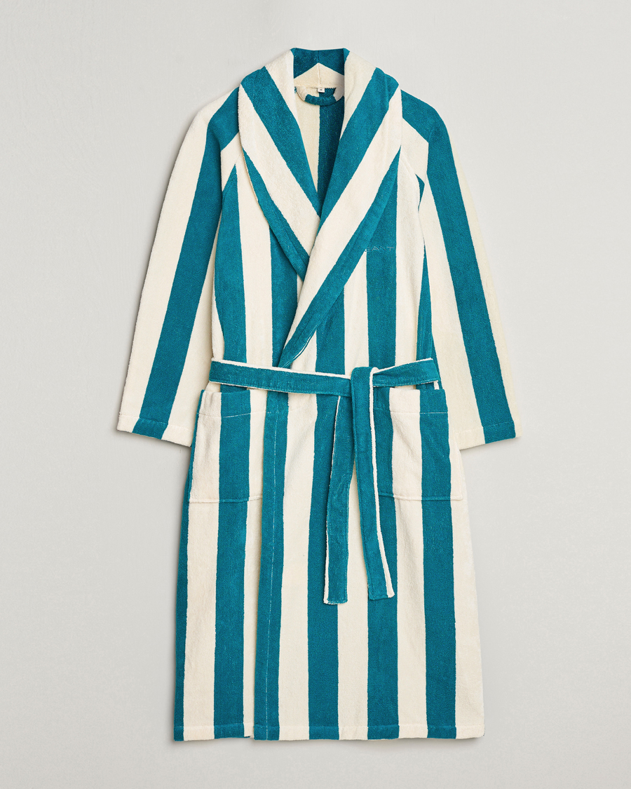 Herre | Pyjamaser og badekåper | GANT | Striped Robe Ocean Turquoise/White