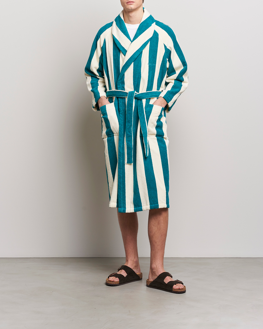 Herre | Pyjamaser og badekåper | GANT | Striped Robe Ocean Turquoise/White