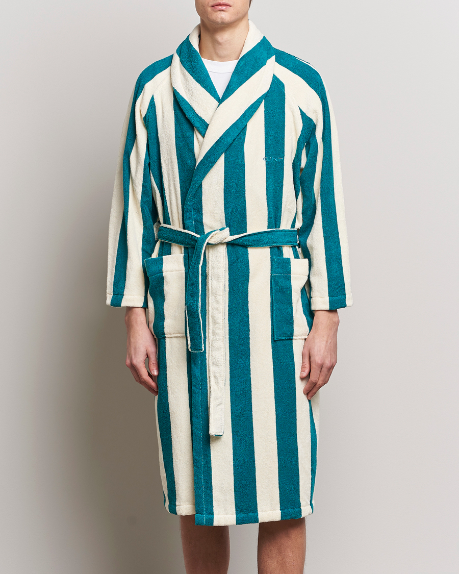 Herre | Lojalitetstilbud | GANT | Striped Robe Ocean Turquoise/White