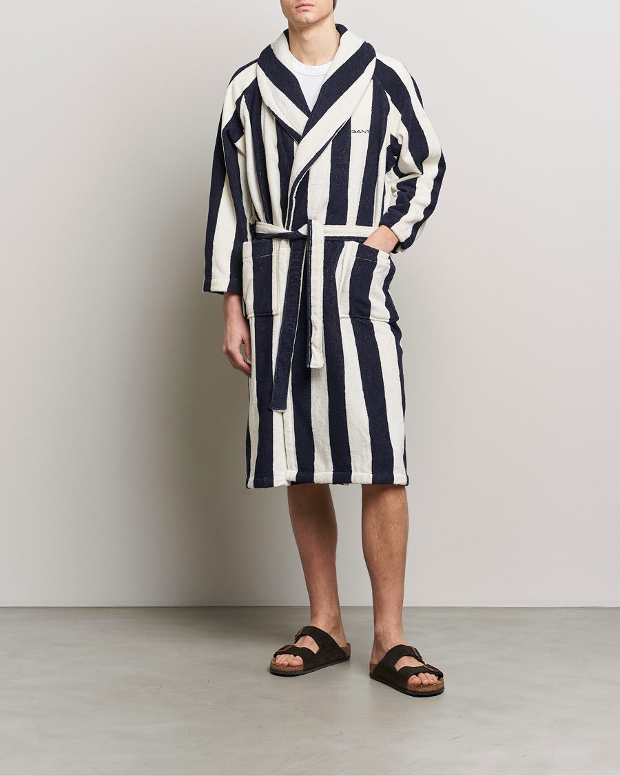 Herre | Pyjamaser og badekåper | GANT | Striped Robe Evening Blue/White