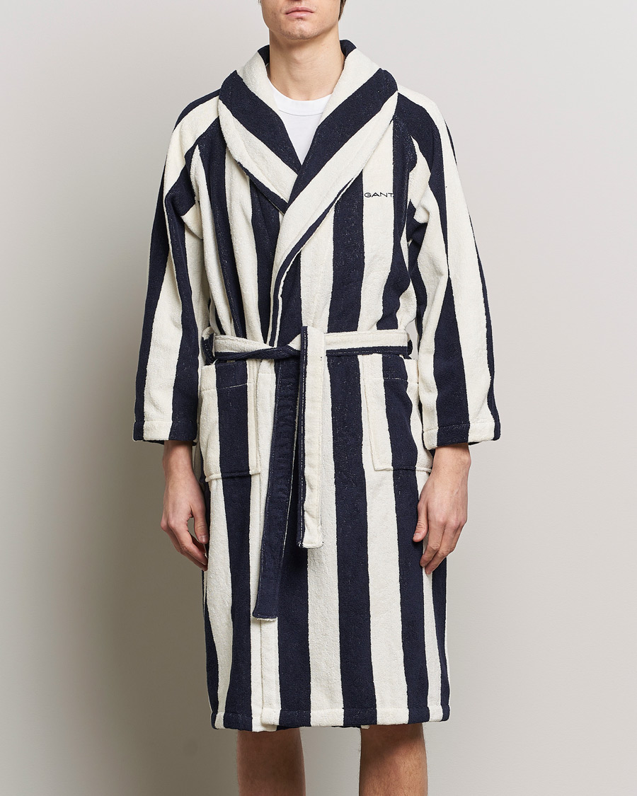 Herre | Morgenkåper | GANT | Striped Robe Evening Blue/White