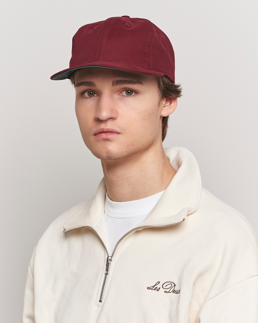 Herre | Caps | Ebbets Field Flannels | Made in USA Unlettered Cotton Cap Burgundy