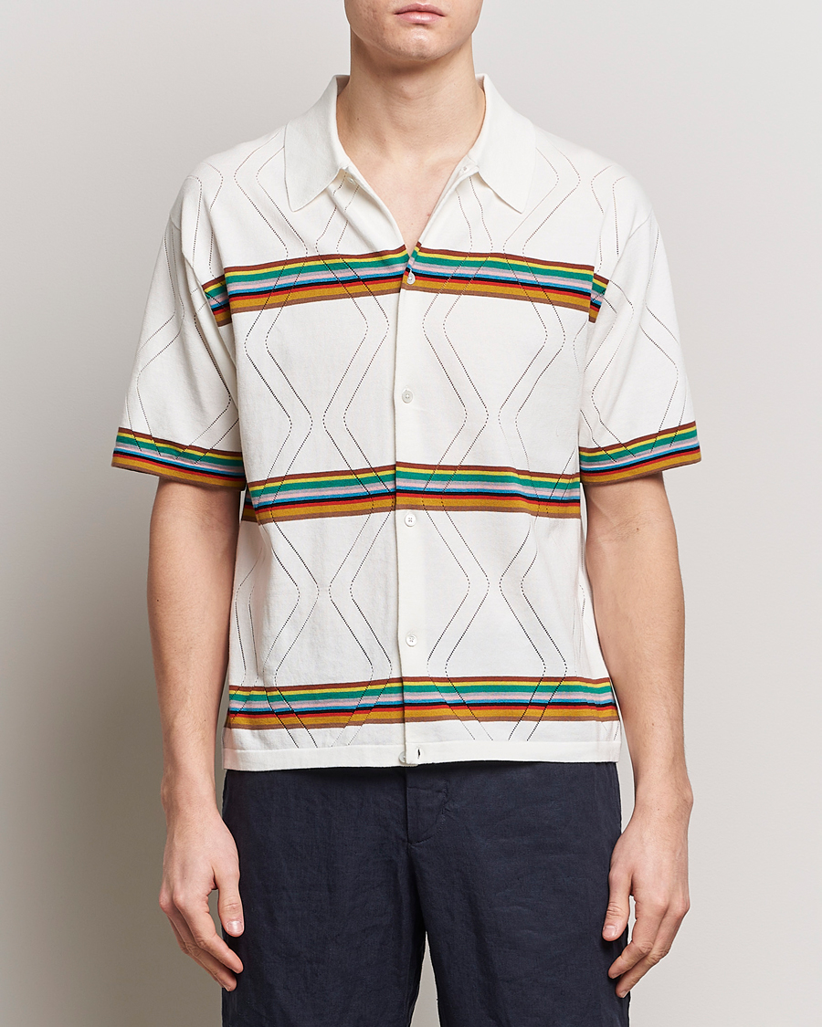 Herre | Best of British | Paul Smith | Cotton Knitted Short Sleeve Shirt White