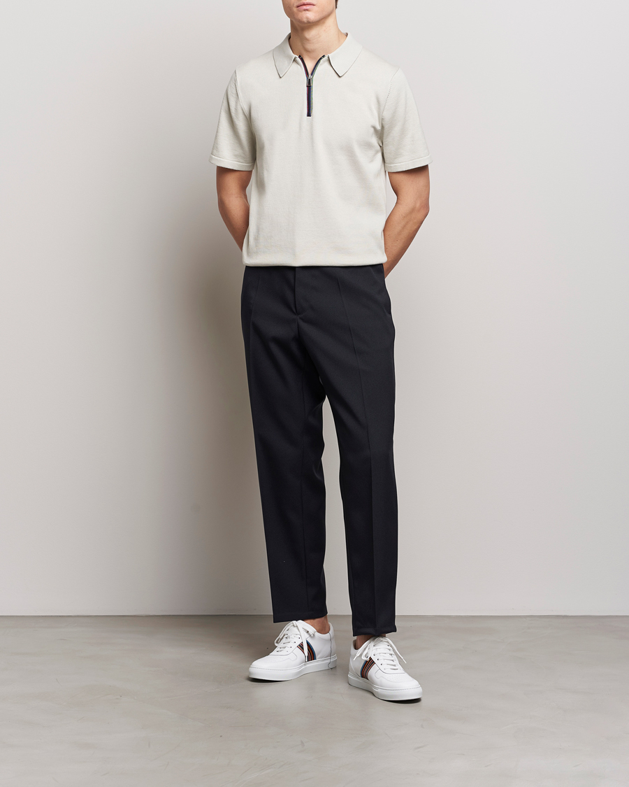 Herre | Pikéer | PS Paul Smith | Striped Half Zip Polo Light Grey