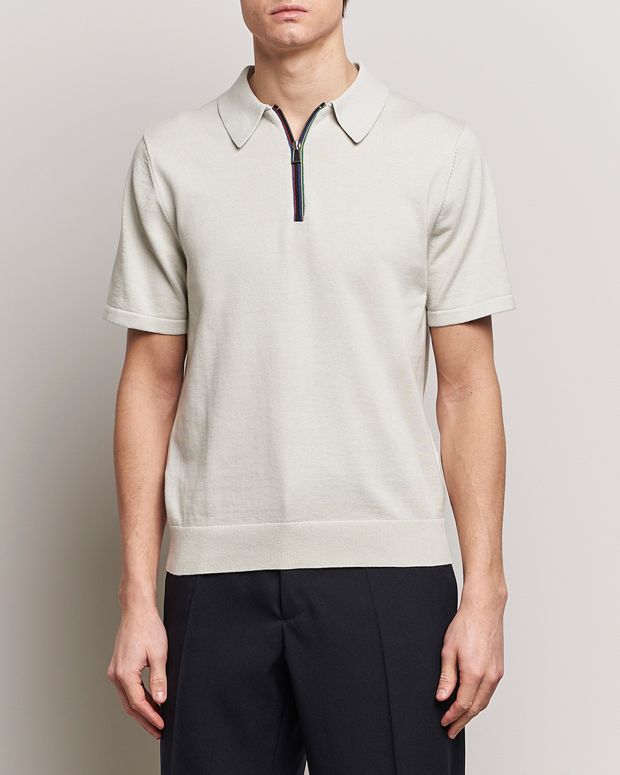 Herre | Paul Smith | PS Paul Smith | Striped Half Zip Polo Light Grey