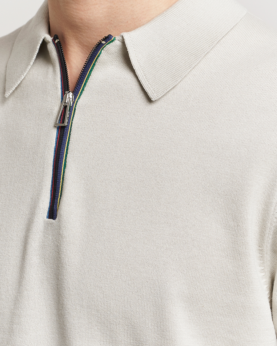 Herre | Pikéer | PS Paul Smith | Striped Half Zip Polo Light Grey