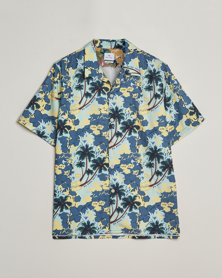 Herre | Skjorter | PS Paul Smith | Prined Flower Resort Short Sleeve Shirt Blue