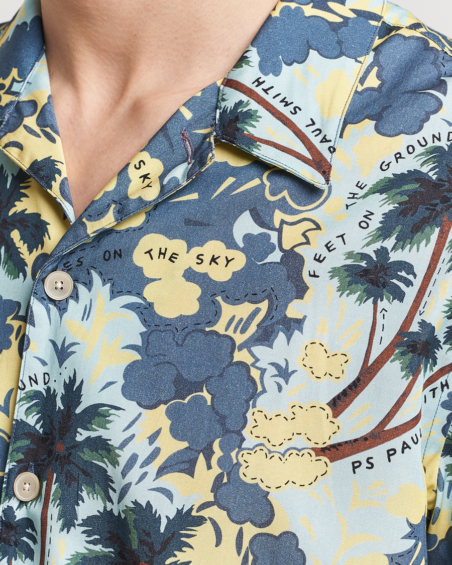 Herre | Skjorter | PS Paul Smith | Prined Flower Resort Short Sleeve Shirt Blue