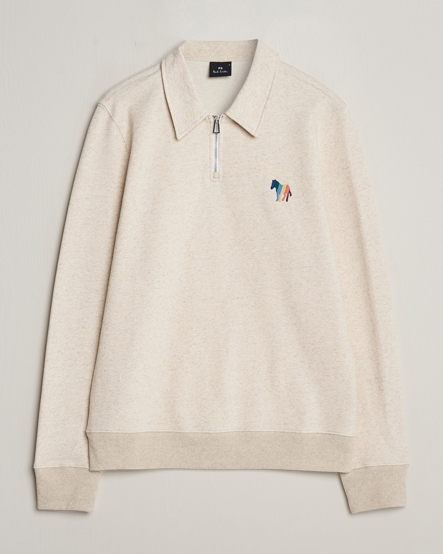 Herre | Gensere | PS Paul Smith | Cotton/Linen Zebra Half Zip Off White