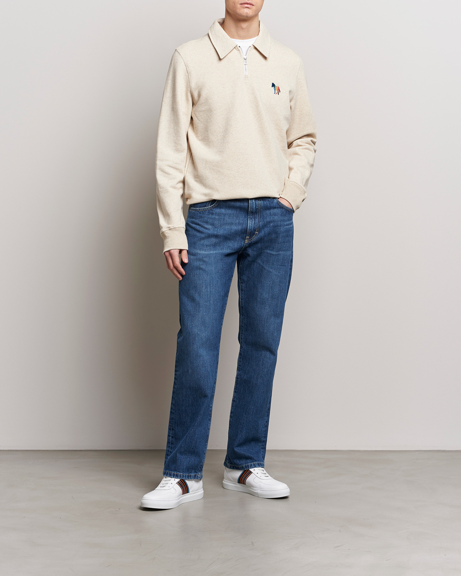 Herre | Gensere | PS Paul Smith | Cotton/Linen Zebra Half Zip Off White