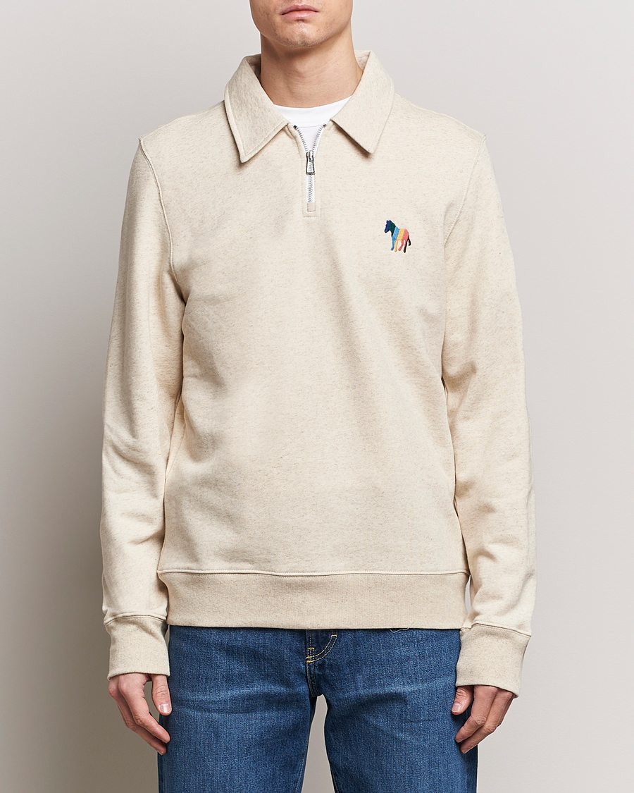 Herre | Gensere | PS Paul Smith | Cotton/Linen Zebra Half Zip Off White