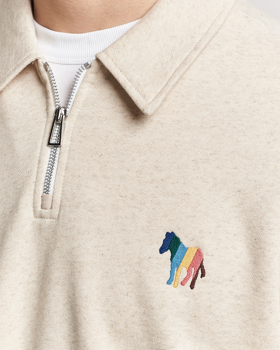 Herre | Gensere | PS Paul Smith | Cotton/Linen Zebra Half Zip Off White