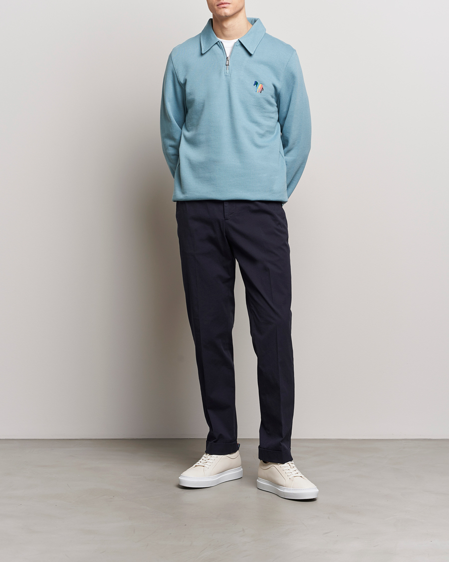 Herre | Gensere | PS Paul Smith | Cotton/Linen Zebra Half Zip Blue