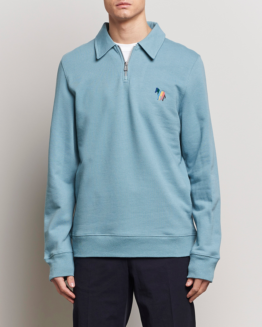 Herre | Klær | PS Paul Smith | Cotton/Linen Zebra Half Zip Blue