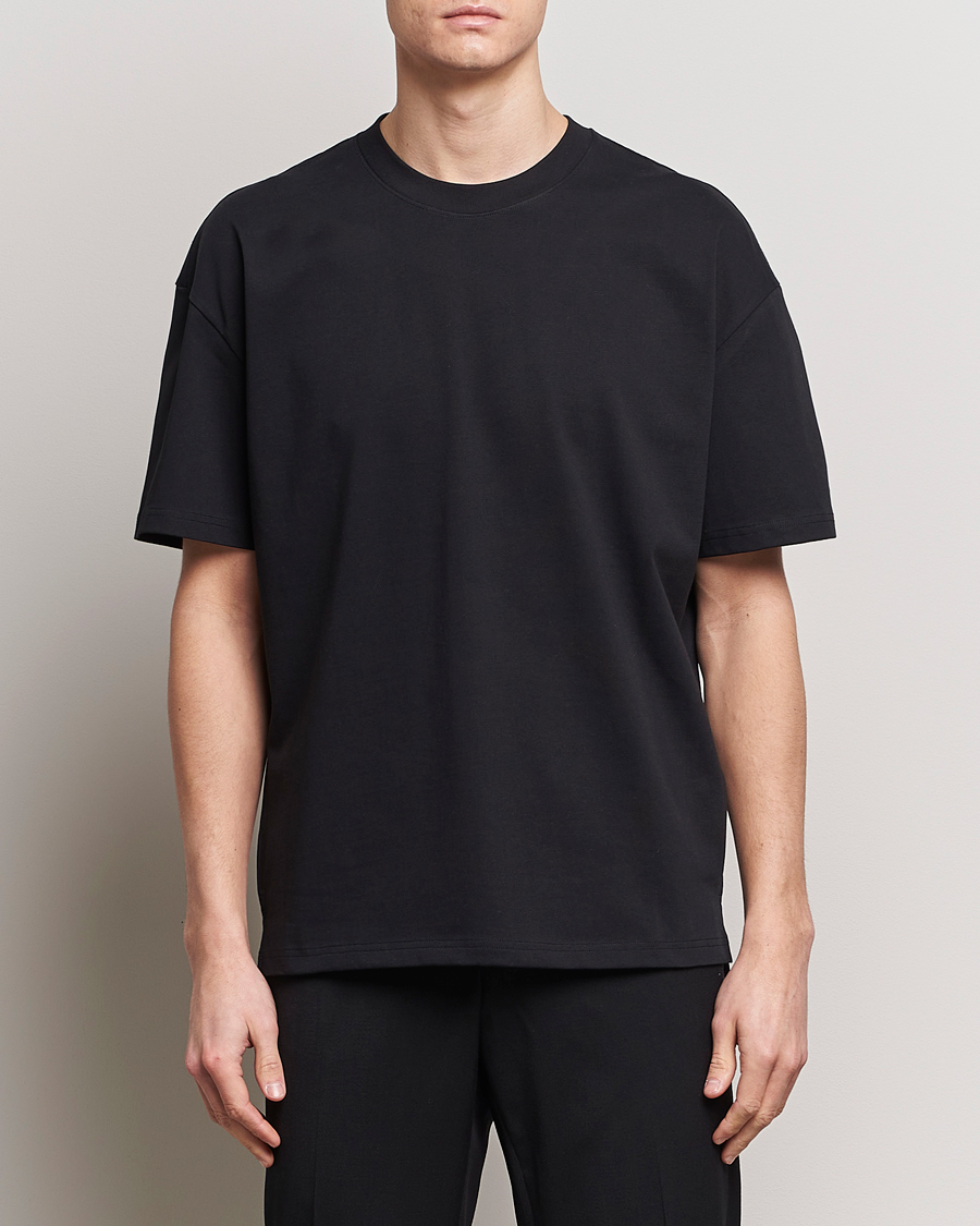 Herre | Svarte t-skjorter | Bread & Boxers | Textured Heavy Crew Neck T-Shirt Black