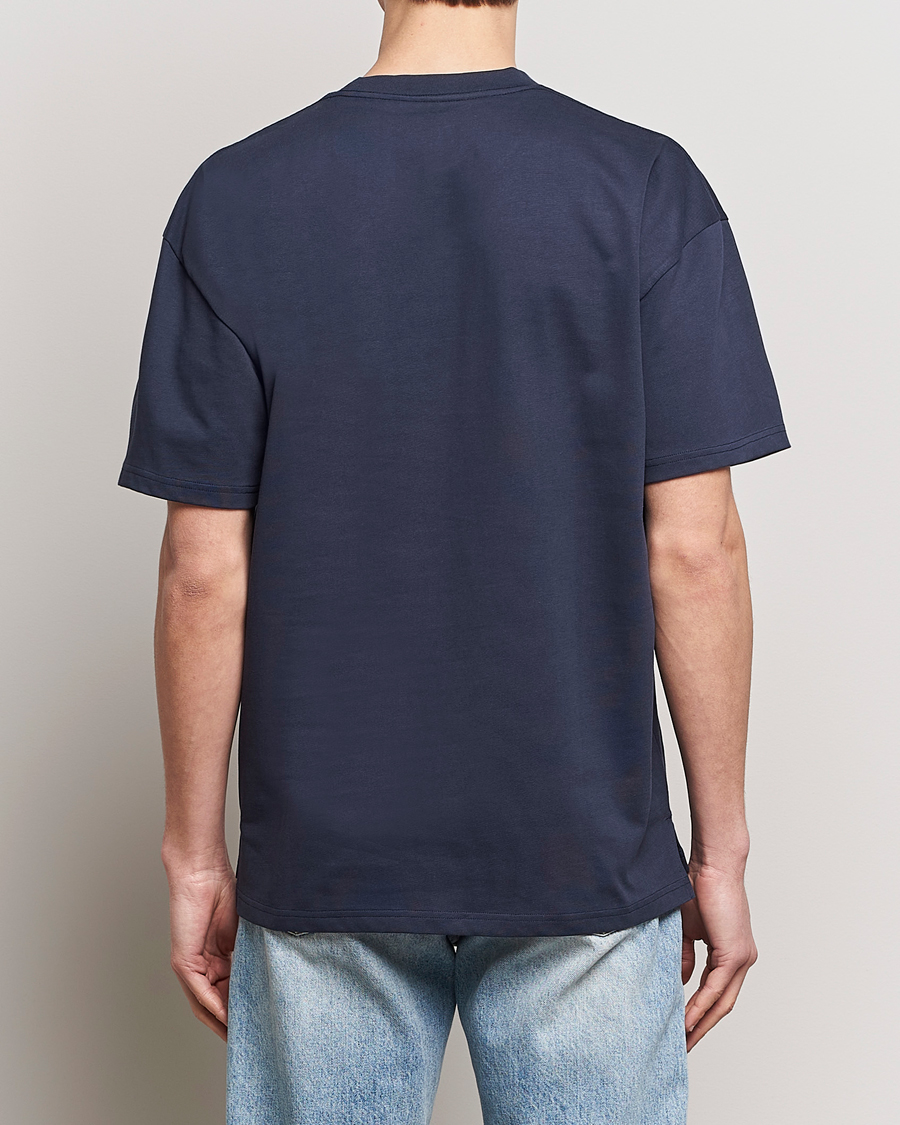 Herre | T-Shirts | Bread & Boxers | Textured Heavy Crew Neck T-Shirt Navy Blue