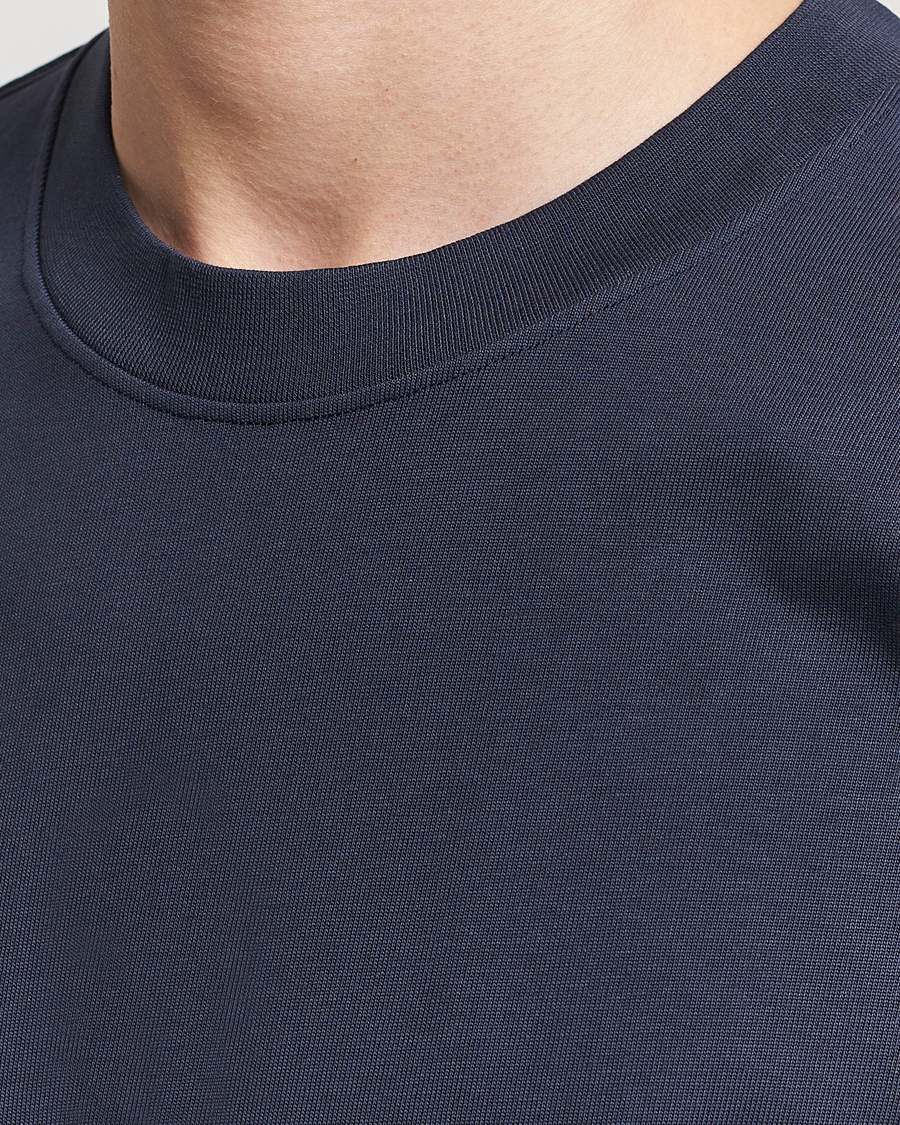Herre | T-Shirts | Bread & Boxers | Textured Heavy Crew Neck T-Shirt Navy Blue
