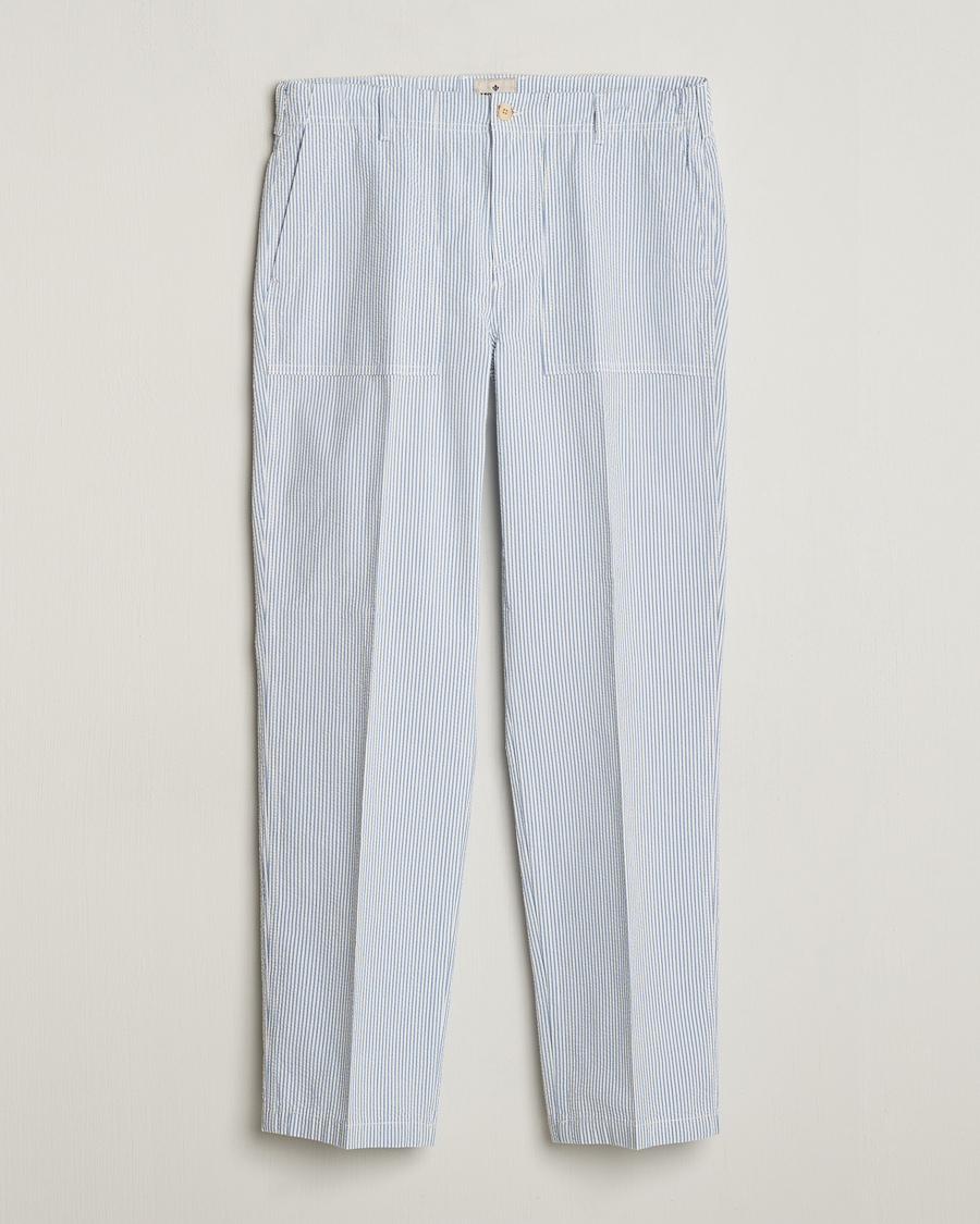 Herre | Bukser | Morris | Seersucker Summer Slacks Light Blue