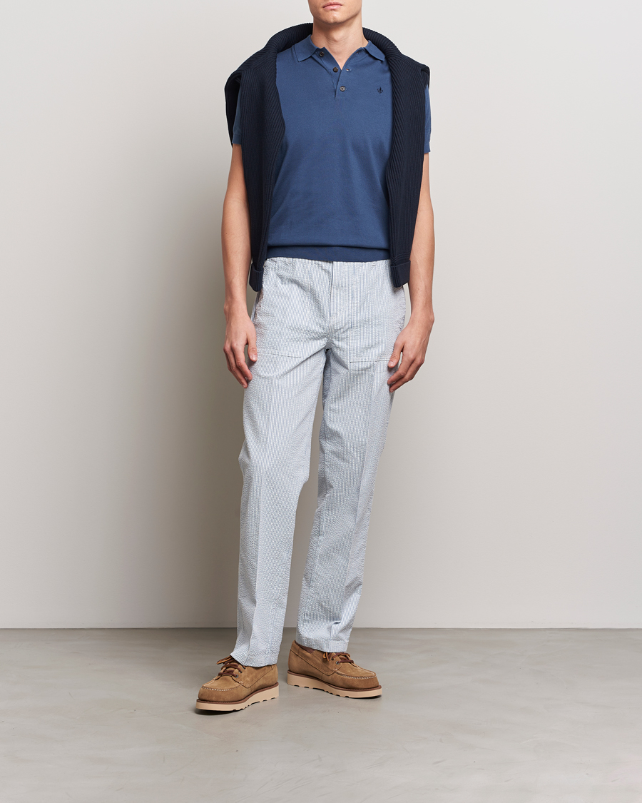 Herre | Bukser | Morris | Seersucker Summer Slacks Light Blue