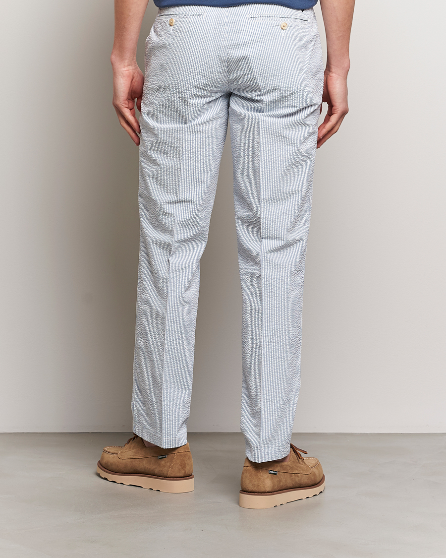 Herre | Bukser | Morris | Seersucker Summer Slacks Light Blue