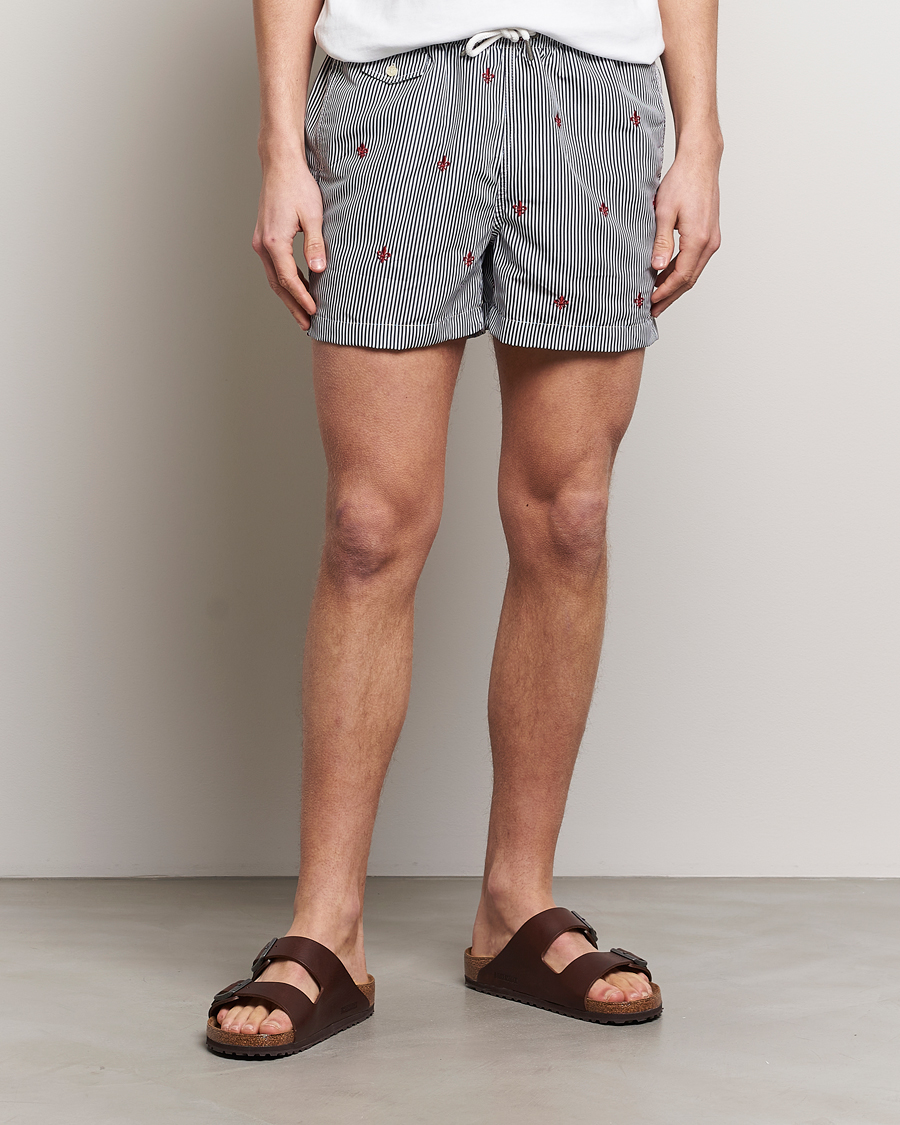 Herre | Badebukser med snøre | Morris | Lily Stripe Bathing Trunks Navy/White