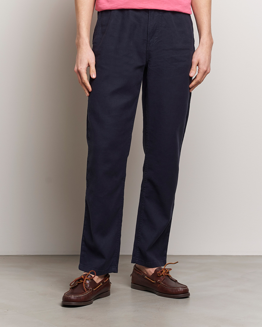 Herre | Linbukser | Morris | Fenix Linen Slacks Blue