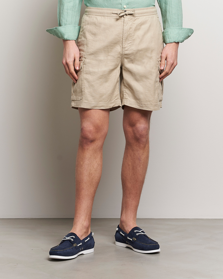 Men |  | Morris | Cargo Linen Shorts Khaki