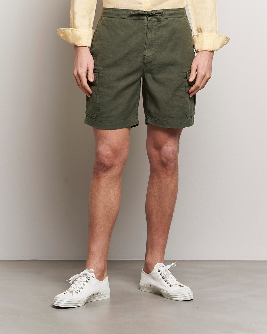 Herre | Klær | Morris | Cargo Linen Shorts Olive