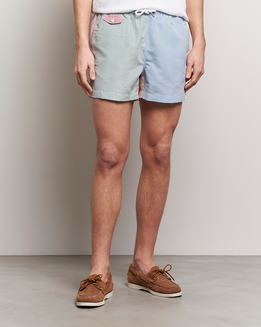 Herre | Badeshorts med snøring | Morris | Mixed Stripe Bathing Trunks Off White