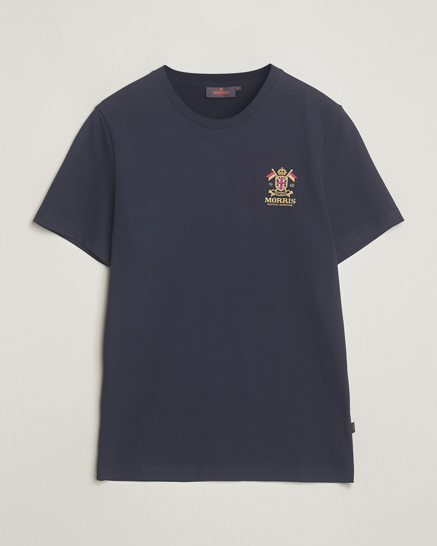 Herre | T-Shirts | Morris | Crew Neck Cotton T-Shirt Old Blue