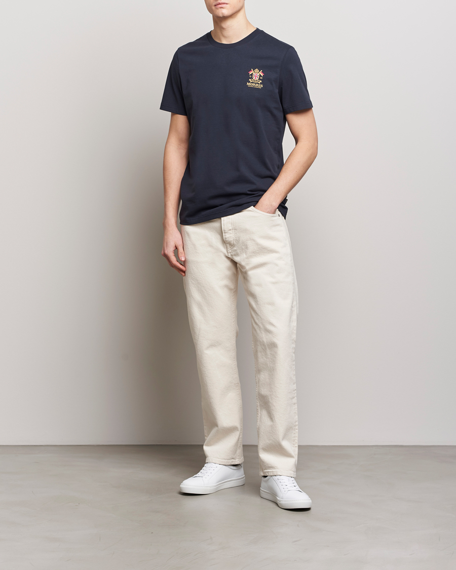 Herre | T-Shirts | Morris | Crew Neck Cotton T-Shirt Old Blue
