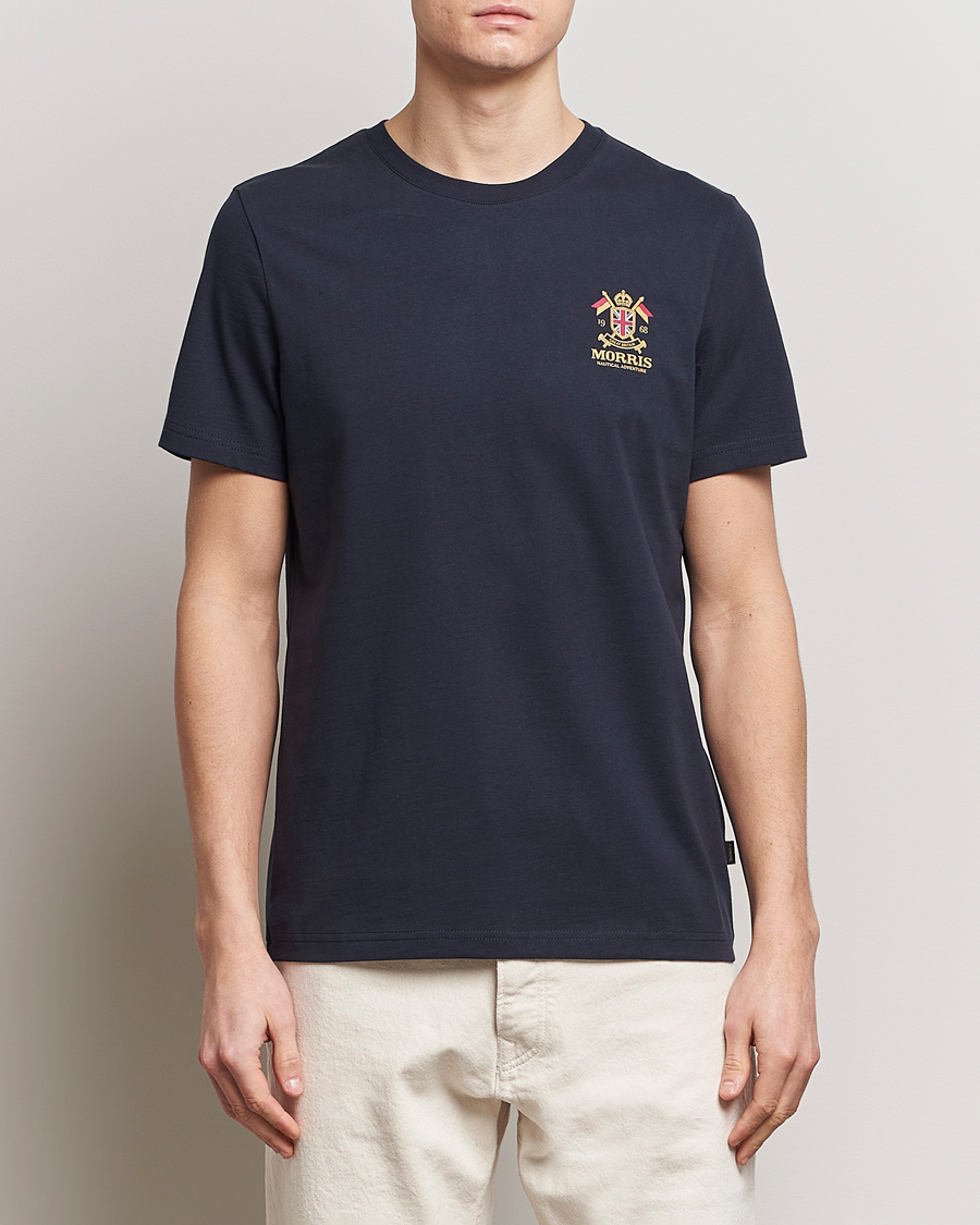 Herre | Kortermede t-shirts | Morris | Crew Neck Cotton T-Shirt Old Blue