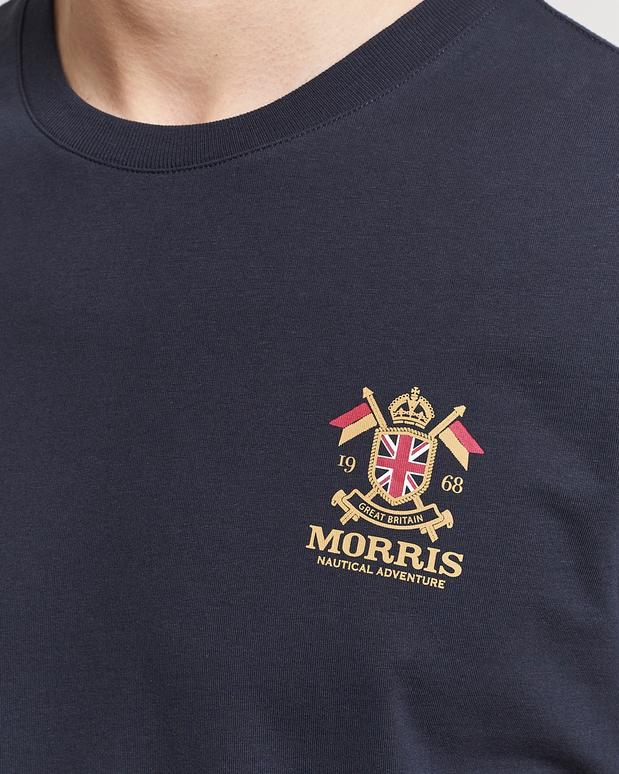 Herre | T-Shirts | Morris | Crew Neck Cotton T-Shirt Old Blue
