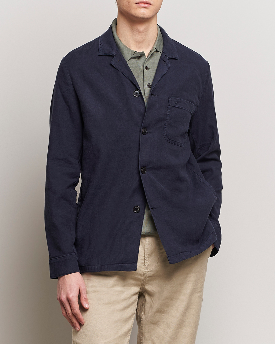 Herre | Overshirts | Morris | Linen Shirt Jacket Navy