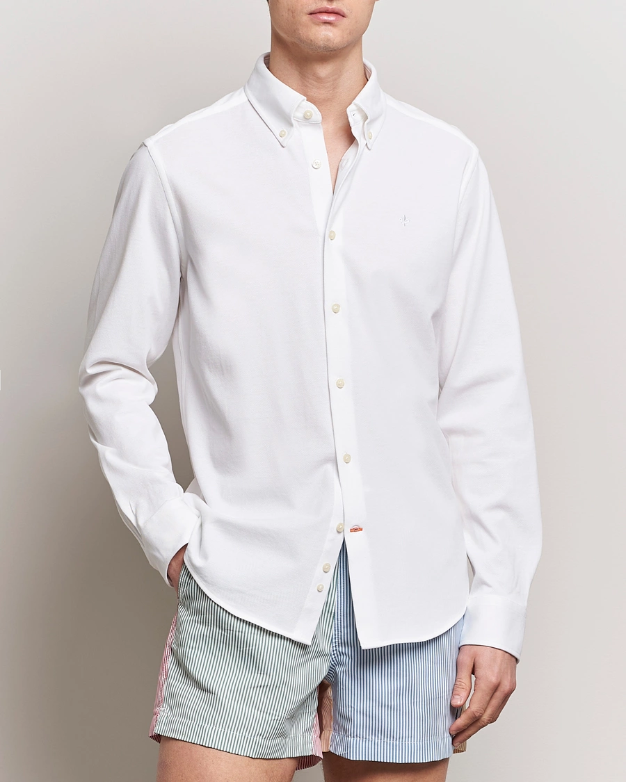 Herre | Morris | Morris | Eddie Slim Fit Pique Shirt White