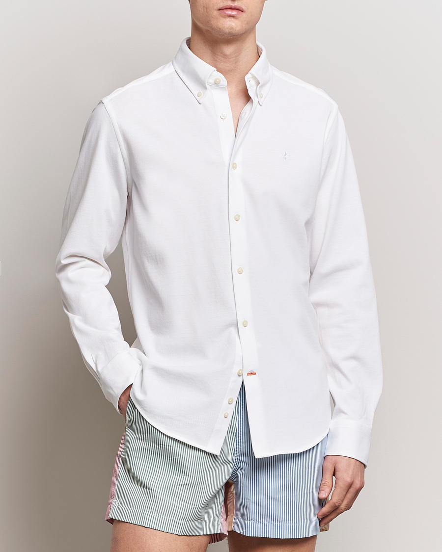 Herre | Preppy Authentic | Morris | Eddie Slim Fit Pique Shirt White