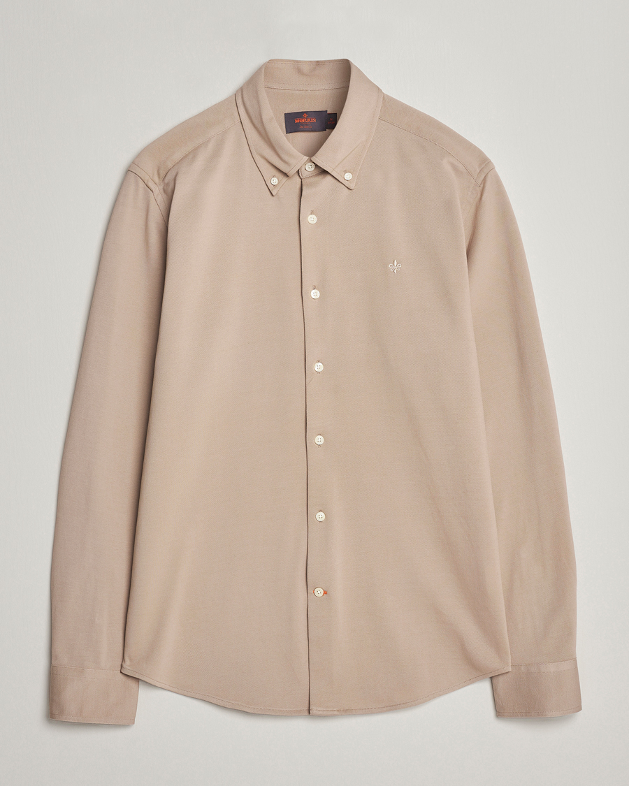 Herre | Skjorter | Morris | Eddie Slim Fit Pique Shirt Khaki