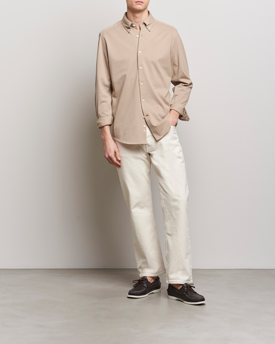 Herre | Skjorter | Morris | Eddie Slim Fit Pique Shirt Khaki
