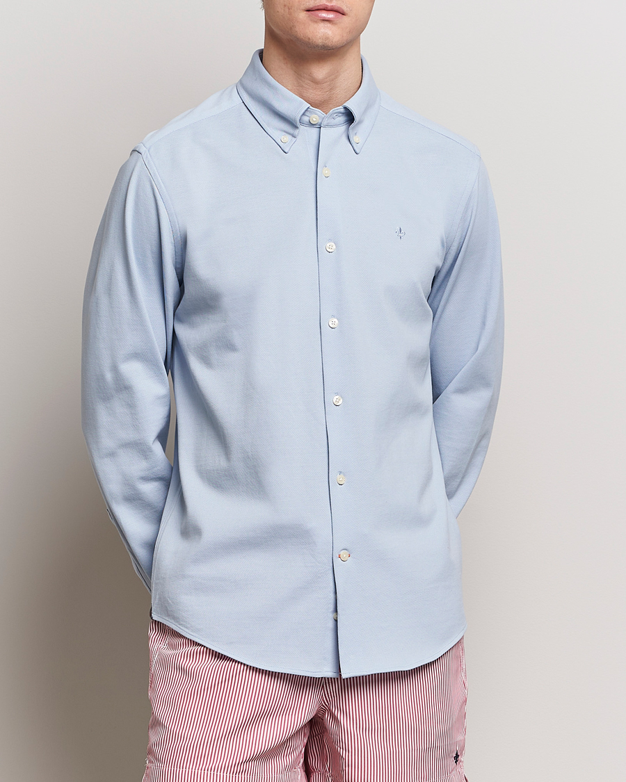 Herre | Skjorter | Morris | Eddie Slim Fit Pique Shirt Light Blue