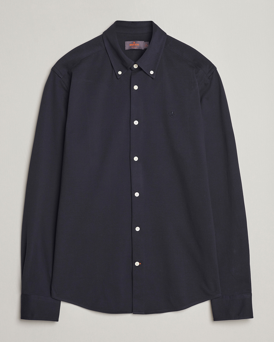 Herre | Skjorter | Morris | Eddie Slim Fit Pique Shirt Old Blue