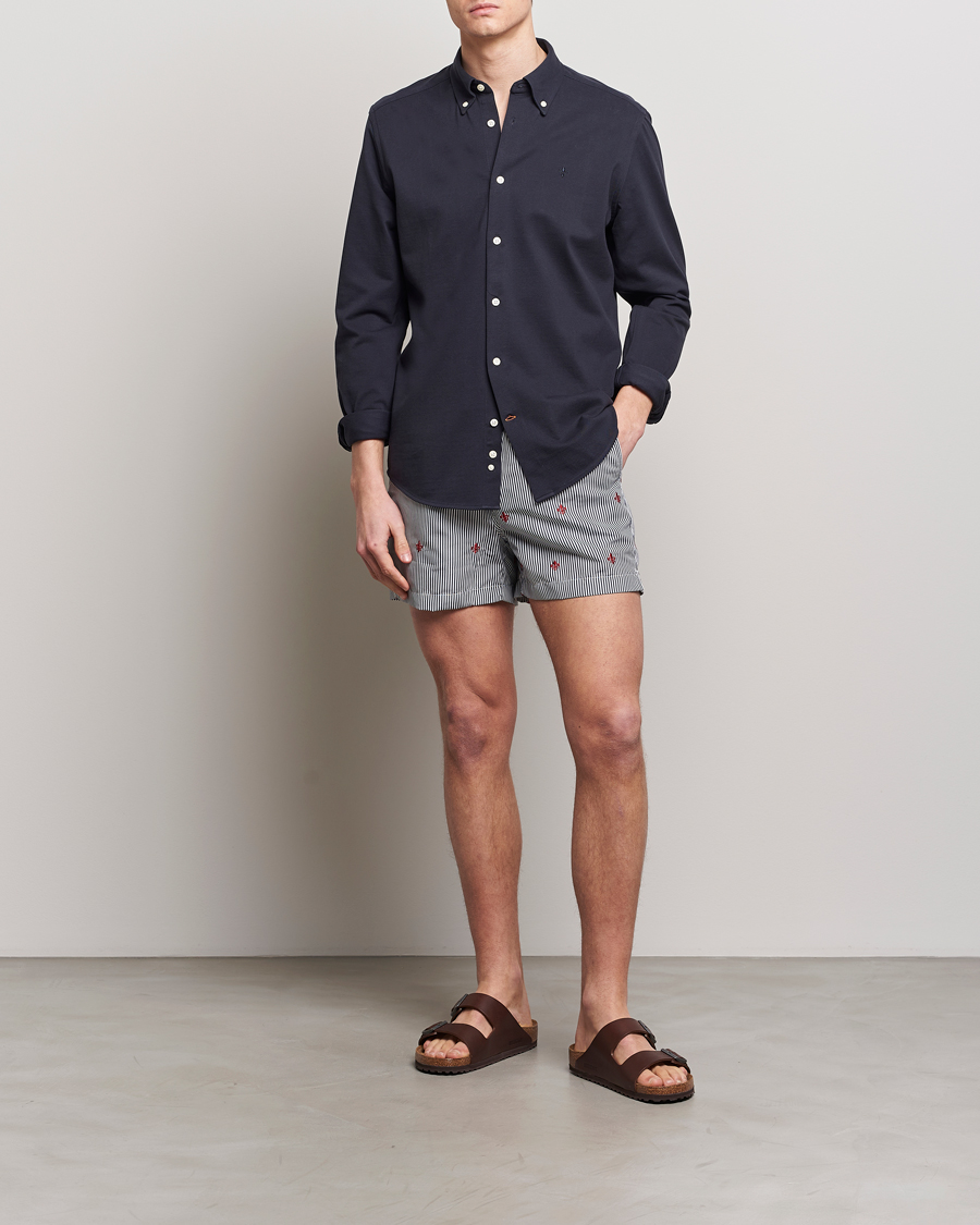 Herre | Skjorter | Morris | Eddie Slim Fit Pique Shirt Old Blue