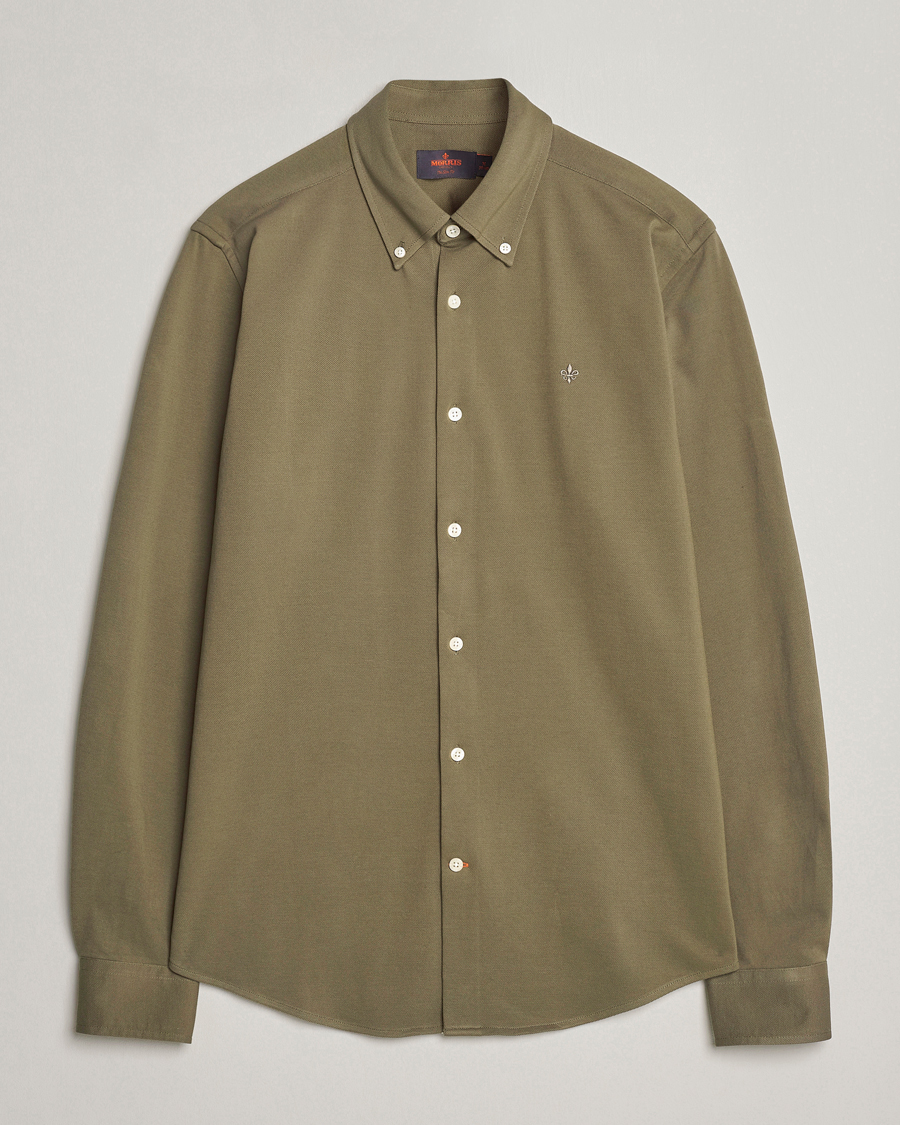 Herre | Skjorter | Morris | Eddie Slim Fit Pique Shirt Olive