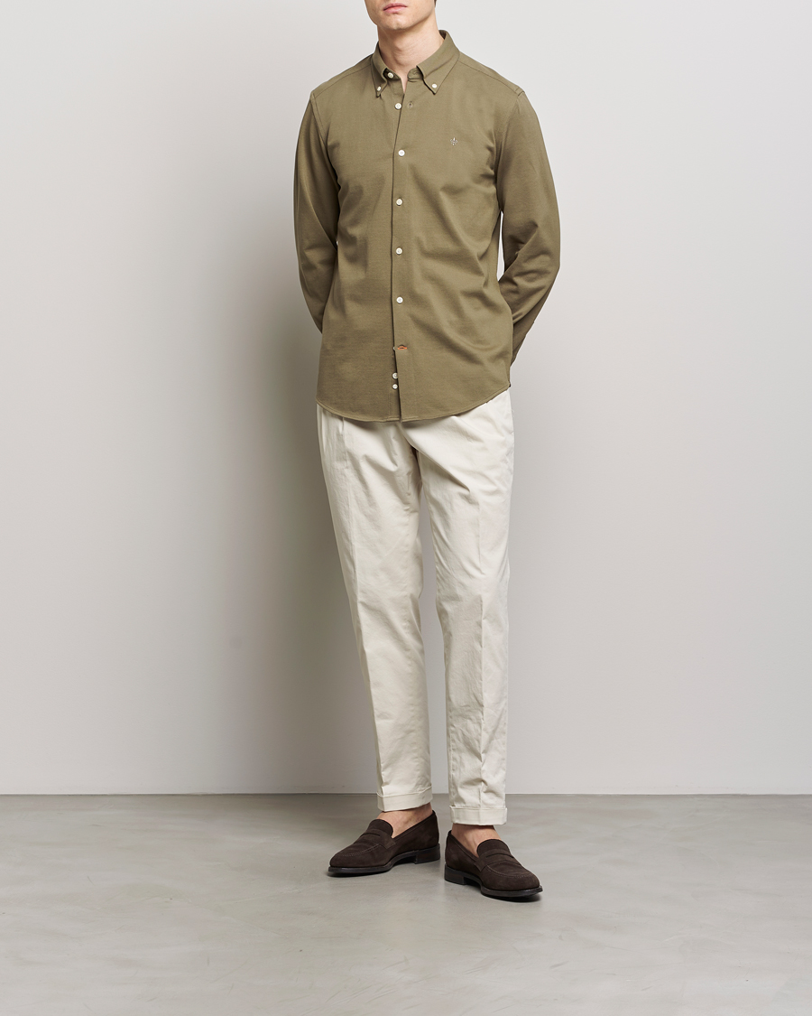 Herre |  | Morris | Eddie Slim Fit Pique Shirt Olive